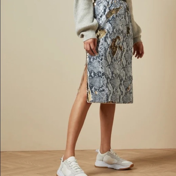 Ted Baker 2-way snake skin sequin skirt size 1 - Picture 2 of 3